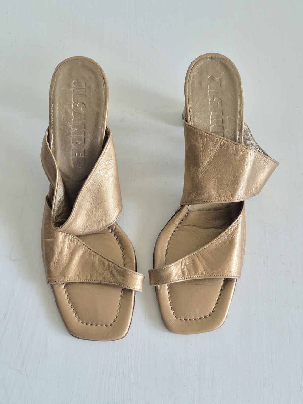 Jil Sander Tan Leather Slide Sandals